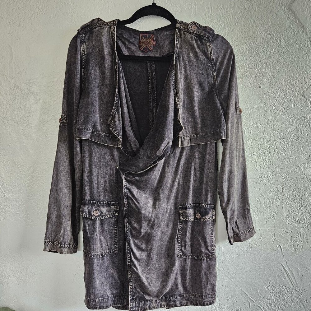 Lee Cooper Trench Coat Style Shacket Lightweight Jacket Dress Missing Belt XS